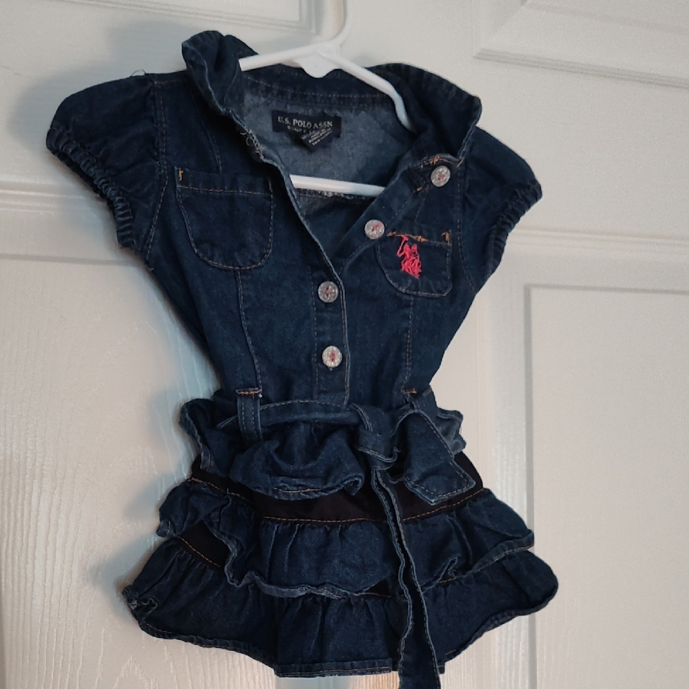 U.S. Polo Assn. Kids Ruffled Denim Jacket - Dark Blue